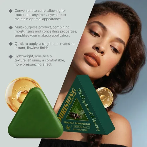 Miniatura 5 de Barra de champú triangular nutritiva a base de hierbas para cabello dañado – Crecimiento del cabello, reparación, control de aceite, limpieza