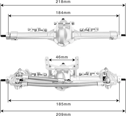 Miniatura 2 de GLOBACT Juego de ejes delanteros y traseros de aluminio para 1/10 Axial SCX10 I II RC Crawler Car Upgrade Accesorios (Plata)