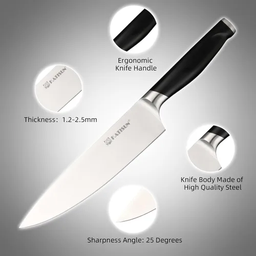 Miniatura 3 de Juego de cuchillos de cocina de 15 piezas con bloque, mango ergonómico de ABS para juego de cuchillos de chef y cuchillos de carne dentados