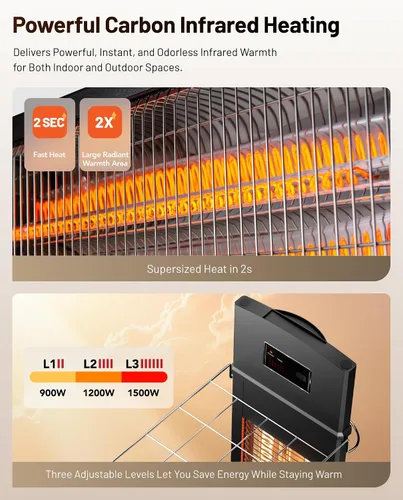 Miniatura 6 de DR. INFRARED HEATER Calentador infrarrojo portátil para interiores y exteriores para patio, garaje, comercial y residencial con control remoto