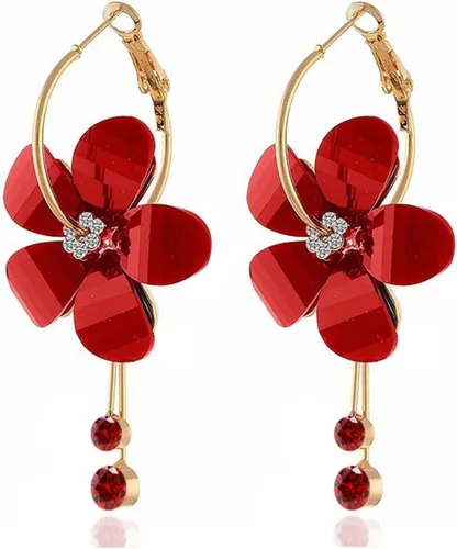 1 par de aretes colgantes con forma de gota y colgante, aretes colgantes florales con diamantes de imitación para mujeres, adolescentes, niñas,