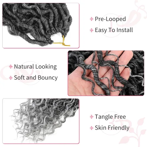 Miniatura 15 de Alicoco Goddess Locs Cabello de Ganchillo 12 Pulgadas 8 Paquetes Rastas Sintéticas de Ganchillo Para Mujeres Rastas Suaves Boho Pre-enrolladas River