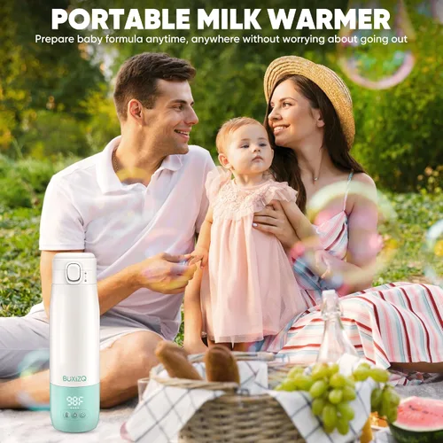 Miniatura 8 de Calentador de botellas portátil para viajes, calentador de leche portátil para bebé, calentador de cerámica de 12 onzas, carga rápida y calentador