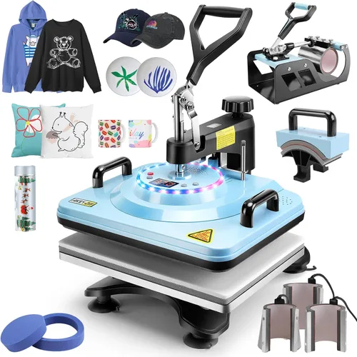 Miniatura 12 de AKEYDIY Máquina de Prensa de Calor 5 en 1 Mejorada para Camisetas 12X15 Pulgadas, Máquina de Prensa de Camisetas con Giro de 360° para Sublimación