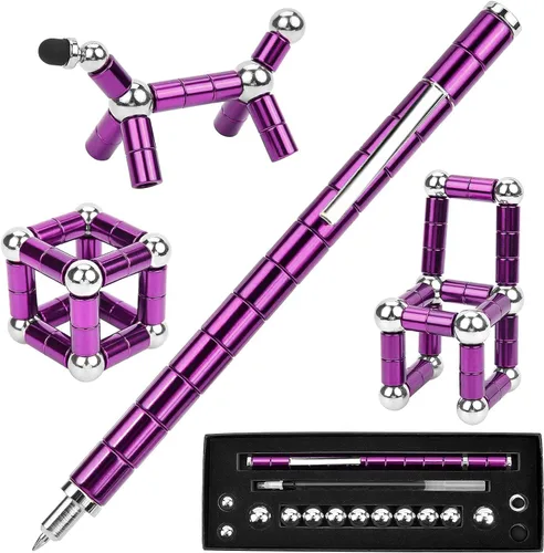 Bolígrafo Fidget, Bolígrafo de Juguete Fidget Magnético de Descompresión, Bolígrafo Magnético Juguete Fidget para Aliviar la Presión Juguete Morado