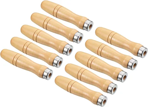 Miniatura 10 de PATIKIL Mango de madera de 4.9 pulgadas, paquete de 10 herramientas de corte de archivos, accesorios de repuesto con collar de metal para archivo