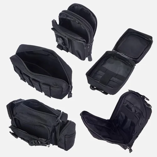 Miniatura 7 de Organizador táctico universal para respaldo de asiento, panel Molle para vehículo, bolsa de almacenamiento con 5 bolsas Molle desmontables