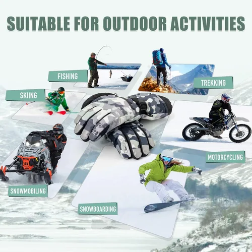Miniatura 7 de Jogoo Guantes de esquí cálidos de invierno, guantes de snowboard de nieve para hombres y mujeres, pantalla táctil impermeable y resistente al viento