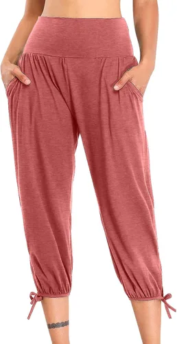 Miniatura 116 de Pantalones capri para mujer, estilo casual, de verano, elásticos, de cintura alta, pantalones de yoga, ajuste atlético, pantalones deportivos