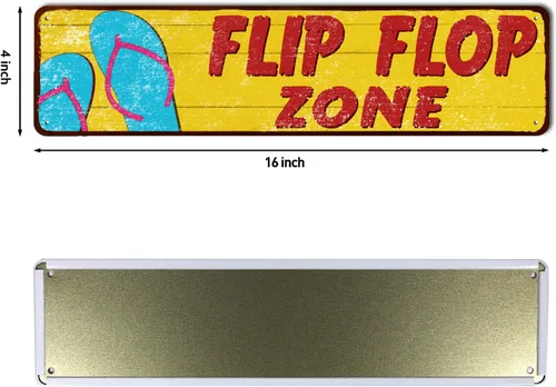Miniatura 2 de Letrero de metal con temática de verano, decoración de pared tropical para casa del lago, terraza o patio cubierto, 4 x 16 pulgadas