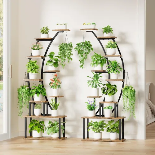 Miniatura 5 de BACEKOLL - Soporte para plantas de interior con luces de crecimiento, estantería metálica de 9 niveles, soporte alto de plantas de 162 cm