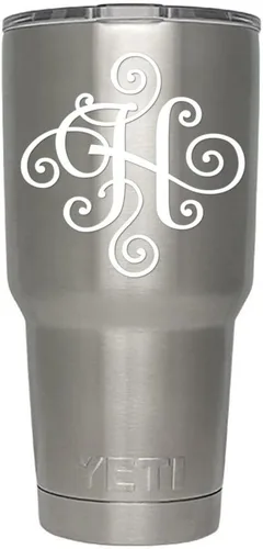 Miniatura 44 de Monogram - Calcomanía troquelada/vinilo adhesivo. Haga clic para opciones de color/letra. Disponible en cuatro colores y todas las letras de la A