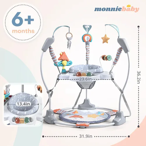 Miniatura 2 de Centro de Actividad para Bebé, Centro de Actividad con Saltador para Bebé con Música, Juguetes Interactivos, Asiento Giratório de 360°, 3 Alturas