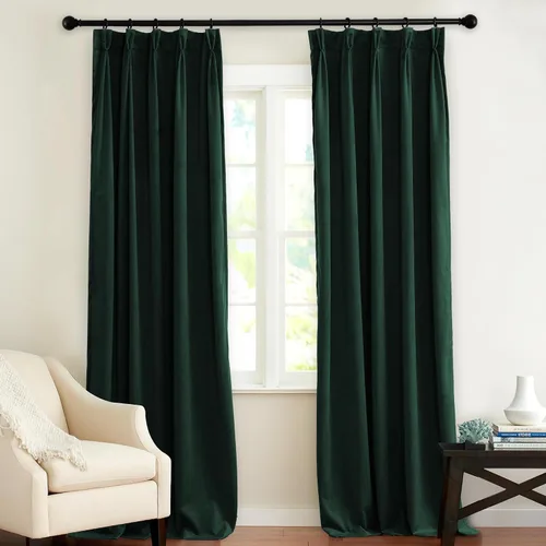 KGORGE Cortinas de terciopelo verde cazador con pliegues pinzados de 84 pulgadas, con aislamiento térmico para oscurecer habitaciones, con anillas