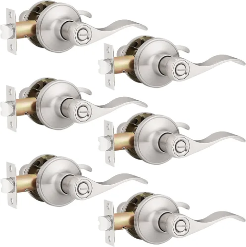 Miniatura 14 de Paquete de 3 manijas de puerta de privacidad para baño, sin llave, juego de cerraduras para puerta, reversible para derecha e izquierda; manijas