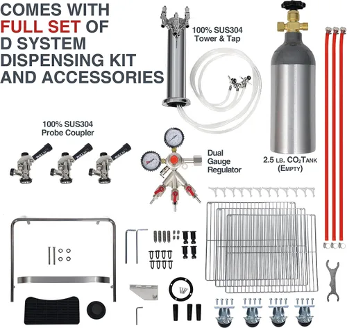 Miniatura 7 de HCK Kegerator, Kegerator de 24 Pulgadas para Exteriores para Patio con 3 Grifos, Dispensador de Cerveza de Tamaño Completo y Refrigerador de Bebidas