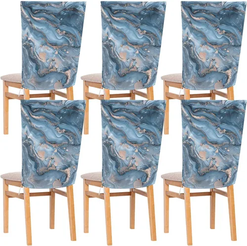 Juego de 6 fundas decorativas para sillas con diseño de mármol abstracto para decoración del hogar, antipolvo, impermeables, para sillas de comedor,