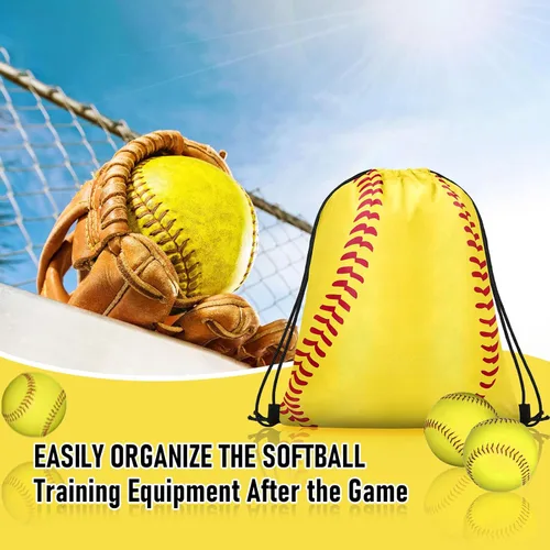 Miniatura 4 de Grneric 14 bolsas de softbol con cordón para fiesta, bolsas de regalo, bolsa de cincha para equipos deportivos, suministros de cumpleaños (softbol)