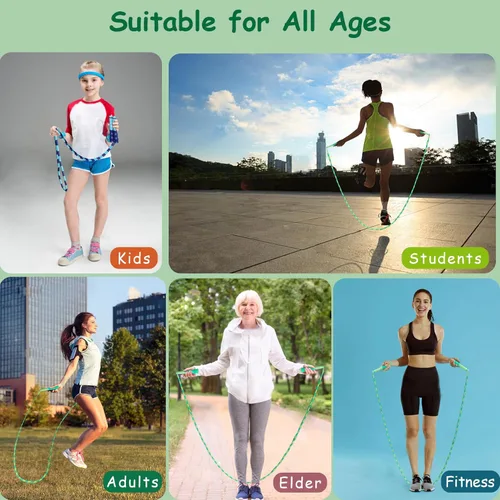 Miniatura 6 de Cuerda de saltar para niños, niñas y niños, cuerdas de saltar suaves con cuentas, cuerda de saltar ajustable, cuerda segmentada sin enredos
