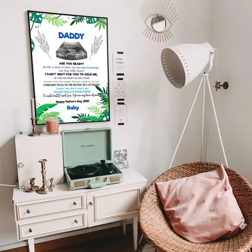 Miniatura 5 de Marco de fotos personalizado para el primer día del padre, foto de ultrasonido personalizado, póster de bebé, decoración de pared para papá por