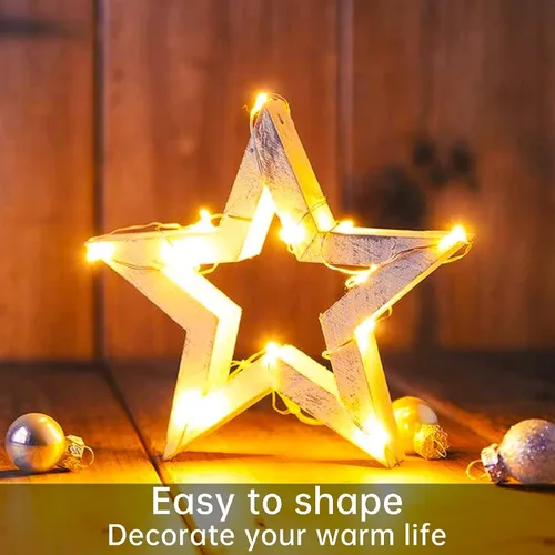 Miniatura 3 de Yiaht Paquete de 12 Luces de Hadas LED a Pilas con Temporizador, Luces de Cadena Impermeables de Alambre Plateado de 14 Pies, 40 LED Centelleantes