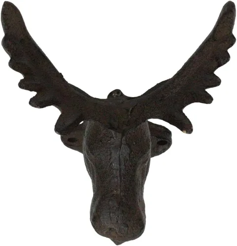 Miniatura 5 de Ebros Gift Paquete de 2 ganchos de pared de hierro fundido, estilo vintage, estilo occidental, rústico, con cabeza de alce, para colgar en la pared