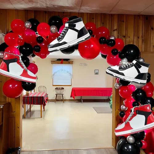 Miniatura 4 de Globo de Zapatos de Niño/Zapatillas de Baloncesto/Tenis con Logo de Deportes/Globo de Aluminio/Marca de Verificación de Zapatos/Decoración