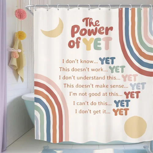 Miniatura 8 de Cortina de ducha infantil boho con arco iris, 60 pulgadas de ancho x 72 pulgadas de alto, citas inspiradoras, abstracto, motivacional, positivo
