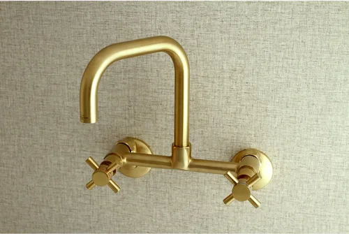Miniatura 3 de Kingston Brass Concord - Grifo de cocina ajustable de 8 pulgadas para montaje en pared, latón cepillado