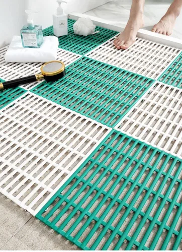 Alfombrillas de ducha con rayas cuadradas, suaves, antideslizantes, 12 unidades de 11.8 x 11.8 pulgadas, tapetes de baño entrelazados, tapete