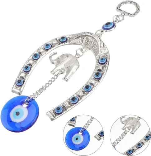 Miniatura 8 de Colgante colgante de ojos azules turcos, herradura, elefante, forma de encanto, decoración del hogar, amuleto de bendición de la suerte, adorno
