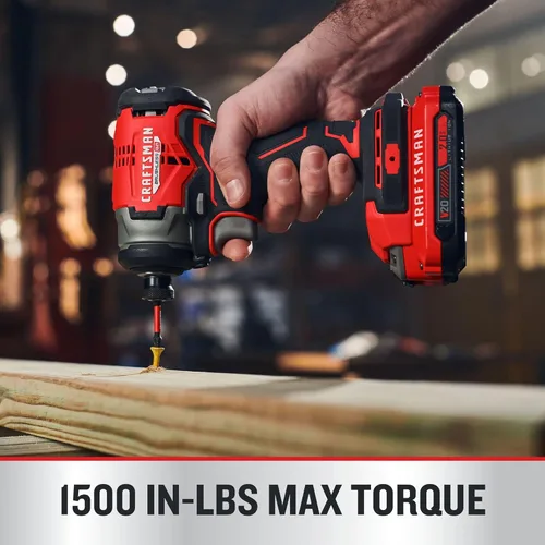 Miniatura 9 de CRAFTSMAN Destornillador de impacto inalámbrico V20, 1/4 de pulgada, batería y cargador incluidos (CMCF813C2)