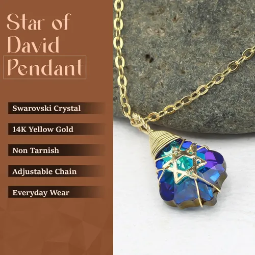 Miniatura 10 de Collar de estrella de David para mujeres y hombres, collar de estrella judía relleno de oro de 14 quilates, collar de Israel