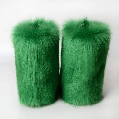 Miniatura 4 de Botas de piel sintética para mujer, peludas, peludas, con punta redonda, de gamuza, cómodas, de felpa, cálidas, cortas, para nieve, zapatos planos