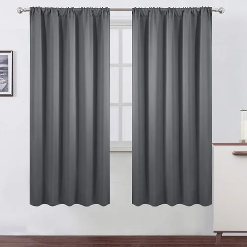 Miniatura 108 de LEMOMO Cortinas opacas negras para cocina, 42 x 45 pulgadas, juego de 2 paneles de cortinas opacas con bolsillo para cortinero para ventana pequeña