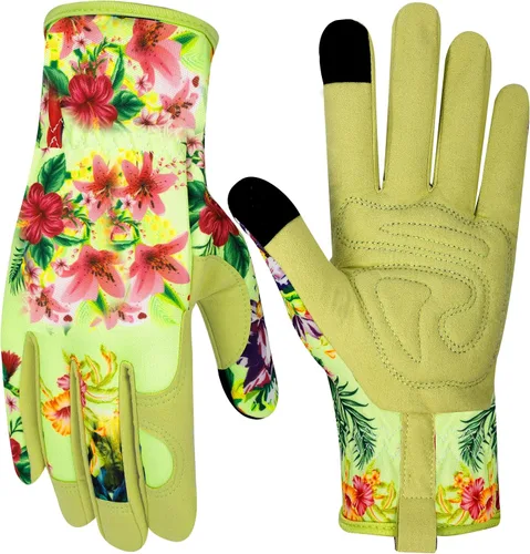 Miniatura 36 de Guantes de Jardinería de Cuero MERTURN para Mujeres, Guantes de Jardín a Prueba de Espinas, Guantes de Trabajo Compatibles con Pantalla Táctil, Azul