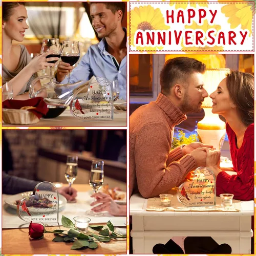 Miniatura 4 de Yulejo Regalo cardenal de feliz aniversario para mujeres, regalo de aniversario de boda acrílico para ella, él, pareja, esposa, marido, novia, novio