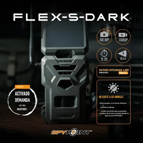 Miniatura 5 de SPYPOINT Flex-S-Dark Cámara de Sendero Celular Solar – Panel Solar Integrado, Fotos de 40MP, Videos de 1080p + Sonido, Cámara de Caza Sin Destello