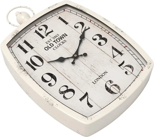 Miniatura 2 de Menterry Reloj de pared rectangular retro grande, estilo vintage antiguo, funciona con pilas, reloj de pared silencioso para sala de estar, granja