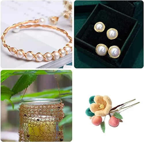 Miniatura 3 de Alambre de cobre para hacer joyas, 328.1 ft x 0.012 in, alambre de cobre para manualidades, pulseras, collares, aretes, dorado