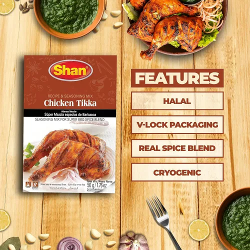 Miniatura 6 de Shan Bihari Kabab Receta y mezcla de condimentos 1.76 oz (50 g) – Especias en polvo para tiras tiernas de carne de barbacoa – Adecuado