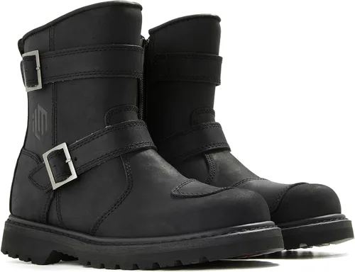 Miniatura 8 de ILM Botas de cuero para motocicleta, calzado protector con cremallera lateral, botas de motocross para combate, táctico, senderismo, hombres