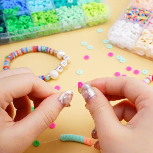 Miniatura 4 de 2000 unidades - 6800 cuentas de arcilla para hacer pulseras, cuentas espaciadoras de 0.236 pulgadas para hacer joyas, aretes, pulseras, collares, 24