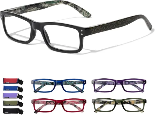 Miniatura 9 de Paquete de 5 lentes de lectura con bloqueo de luz azul para mujeres y hombres, lentes de computadora antirrayos azules con radiación deslumbrante, A
