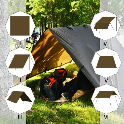 Miniatura 2 de KALINCO Lona impermeable para camping, hamaca para tienda de campaña, mosca de lluvia, 10 x 10 pies, 10 x 15 pies, lona ligera multifuncional