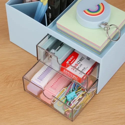 Miniatura 7 de LETURE Organizador de Escritorio con cajón, Suministros de Oficina y Accesorios de Escritorio, Caja de Almacenamiento para Tarjetas de Negocios