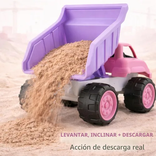Miniatura 3 de Liberty Imports Camión volquete grande de plástico en color rosa para niños pequeños y niñas – Volquete inclinable grande, vehículo de juguete