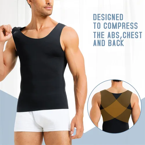 Miniatura 4 de TAILONG Camisas de compresión de ginecomastia para hombre, fajas moldeadoras para adelgazar el cuerpo, chaleco sin mangas, fajas para hombres