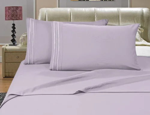 Miniatura 2 de Elegance Linen Sin arrugas, juego de sábanas de 4 piezas de tejido suave y sedoso de 1500 hilos, tamaño King, bolsillo profundo de hasta 16