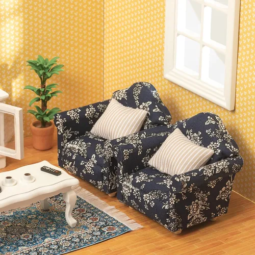 Miniatura 5 de Muebles de casa de muñecas en miniatura a escala 1 y 12 – Juego de muebles de casa de muñecas de madera para sala de muñecas – Muebles de casa